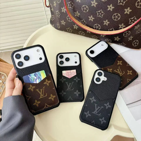 Louis Vuitton Monogram Leather Phone Case with Card Slot Case for iPhone 17/ 16/ 15/ 14
