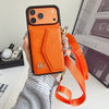 Luxury Plain Leather Crossbody Wallet Case For iPhone 12-17