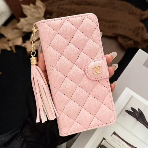 Premium Chanel Leather Wallet Leather Crossbody Bag Apple iPhone Case
