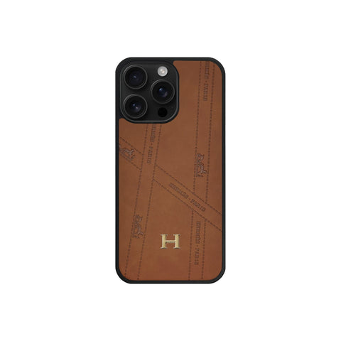 Premium Leather Hermes Style Case with Metal H-Logo for iPhone 12 - 17 Series