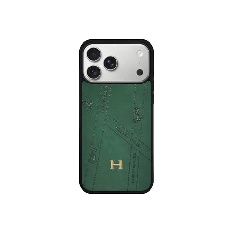 Premium Leather Hermes Style Case with Metal H-Logo for iPhone 12 - 17 Series