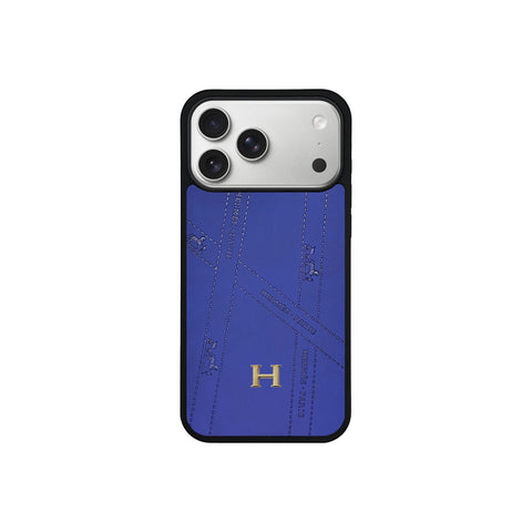 Premium Leather Hermes Style Case with Metal H-Logo for iPhone 12 - 17 Series