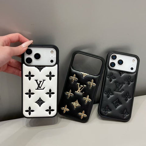 Luxury Monogram Designer Leather Cover For iPhone 17/ 16 / 15 / 14